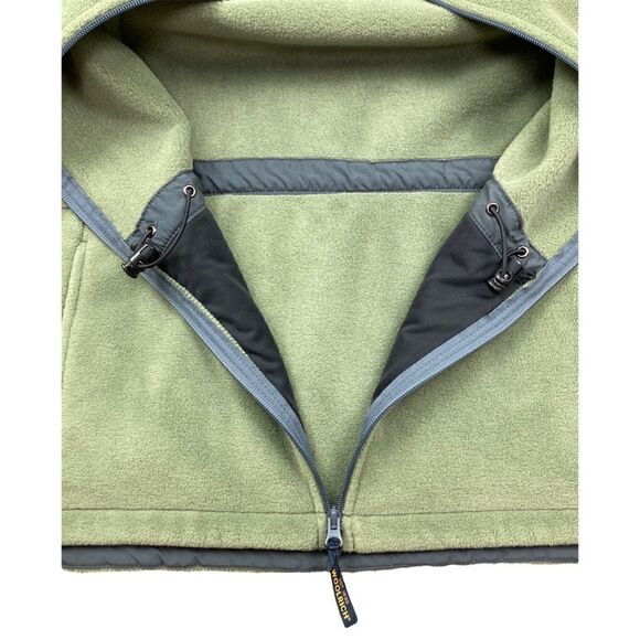Woolrich green fleece zip up jacket with hood - Picture 3 of 5